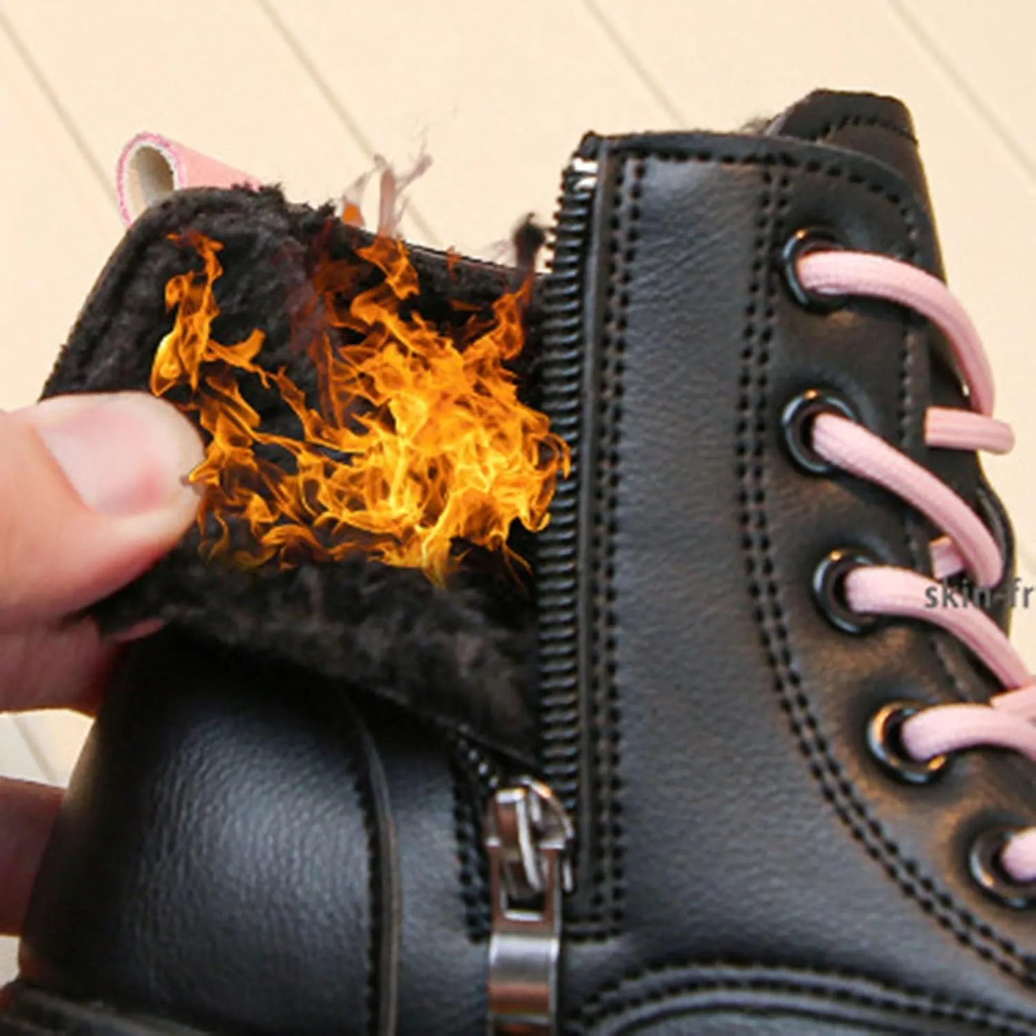 Toddler Boys Girls Boots Low Wedge Heel Booties with Side Zipper Warm Snow Bow Boots Stacked Block Heel Booties