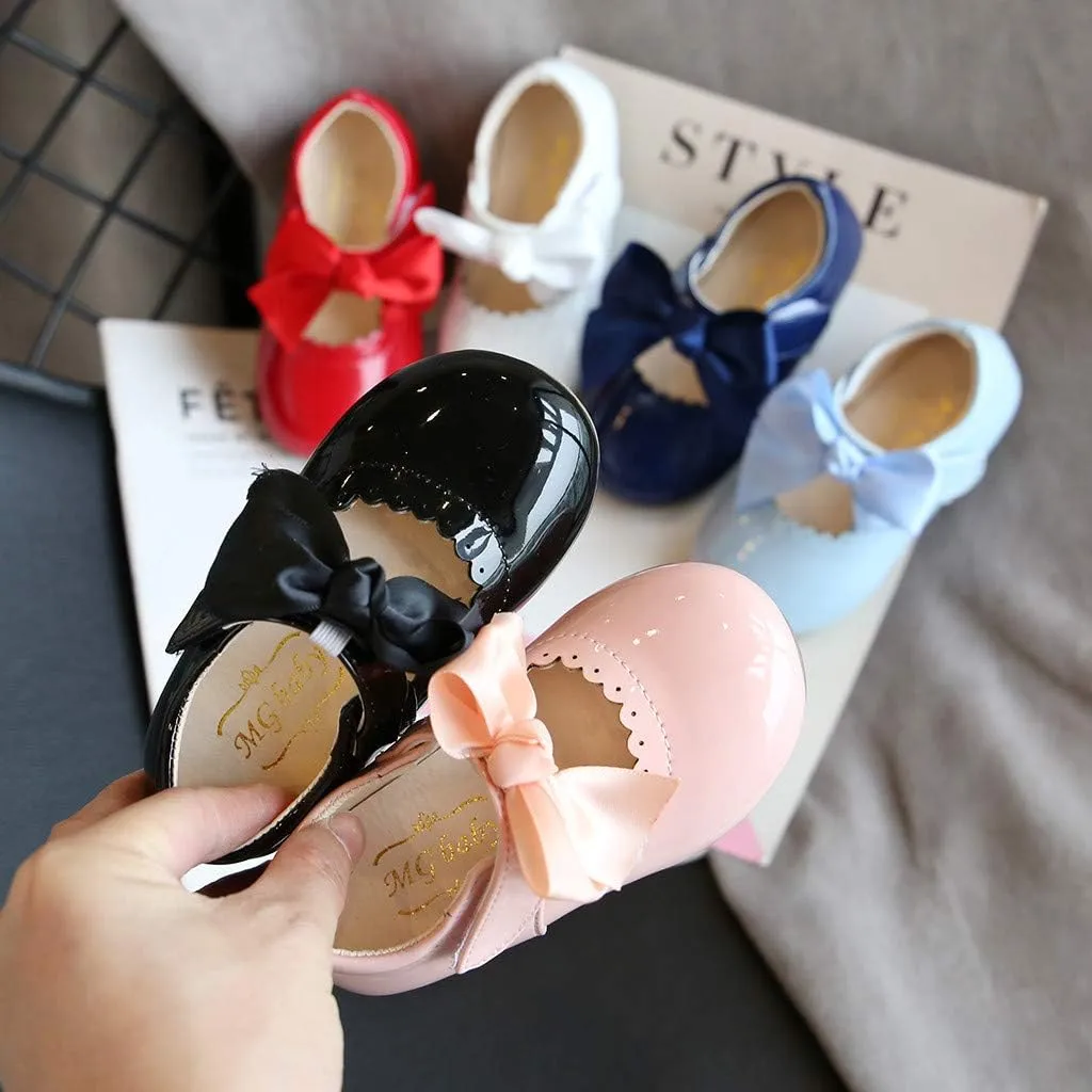 Toddler Flower Girl Dress Shoes Patent Bow Mary Jane Ballet Flats Wedding Party School Mary Janes Shoes for Girls