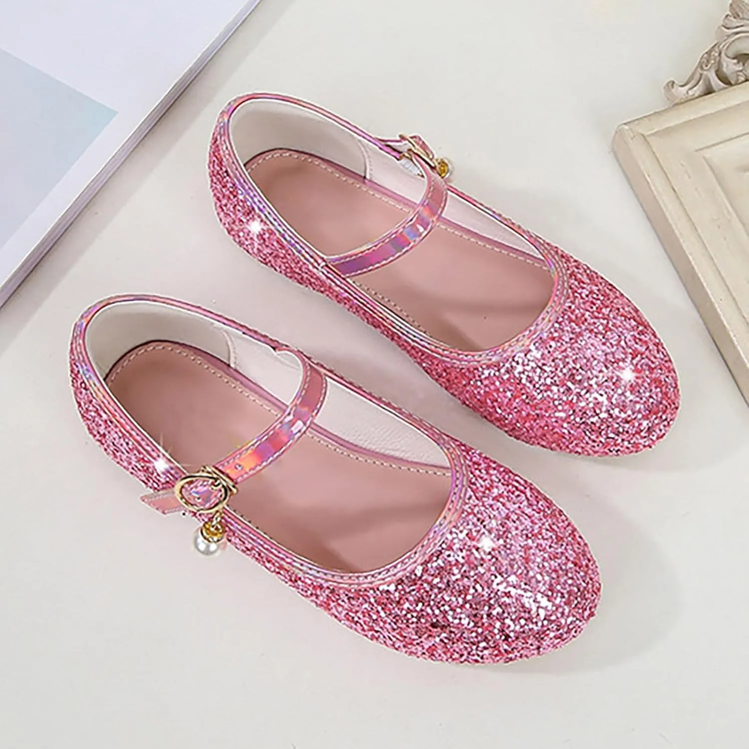 Toddler Flower Girl Dress Shoes Rhinstones Mary Jane Ballet Flats Party Wedding Toddler Little Kid Princess Shoes