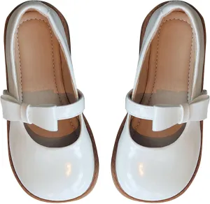 Toddler Flower Girls Bowknot Strap Dress Shoes, Mary Jane Princess Non-Slip Ballet Flat𝘀 for Kids Par𝘁y School