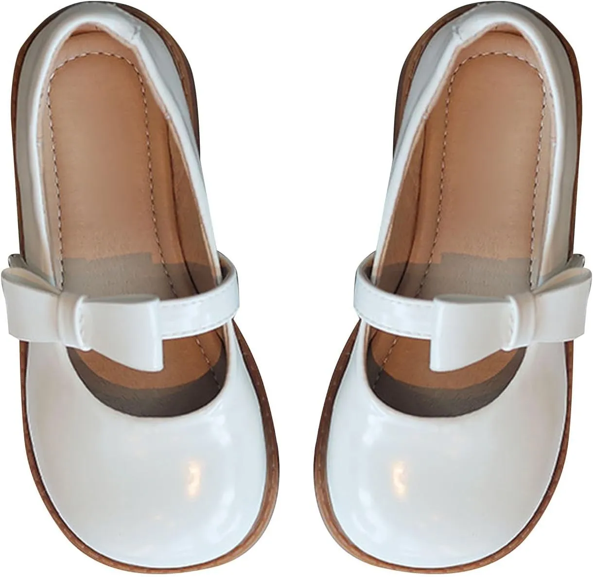 Toddler Flower Girls Bowknot Strap Dress Shoes, Mary Jane Princess Non-Slip Ballet Flat𝘀 for Kids Par𝘁y School