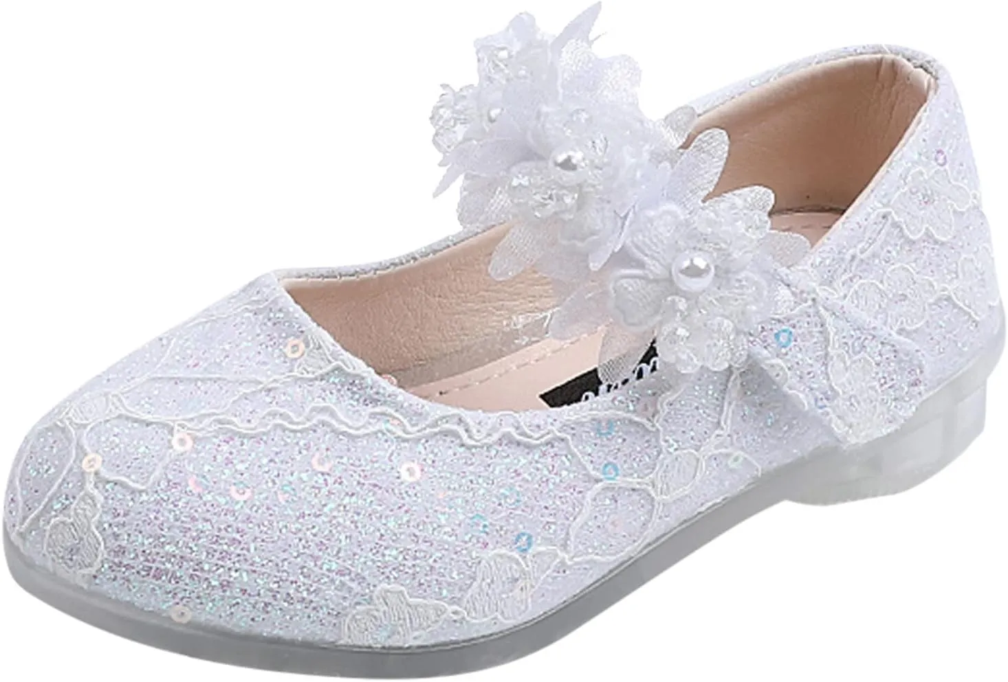 Toddler Girl Dress 𝗥hinestones Flower Dancing Shoes Low Heel Leather Mary Jane Baby Kids Princess Sandals Flat𝘀