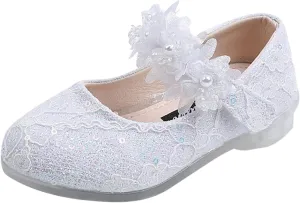 Toddler Girl Dress 𝗥hinestones Flower Dancing Shoes Low Heel Leather Mary Jane Baby Kids Princess Sandals Flat𝘀