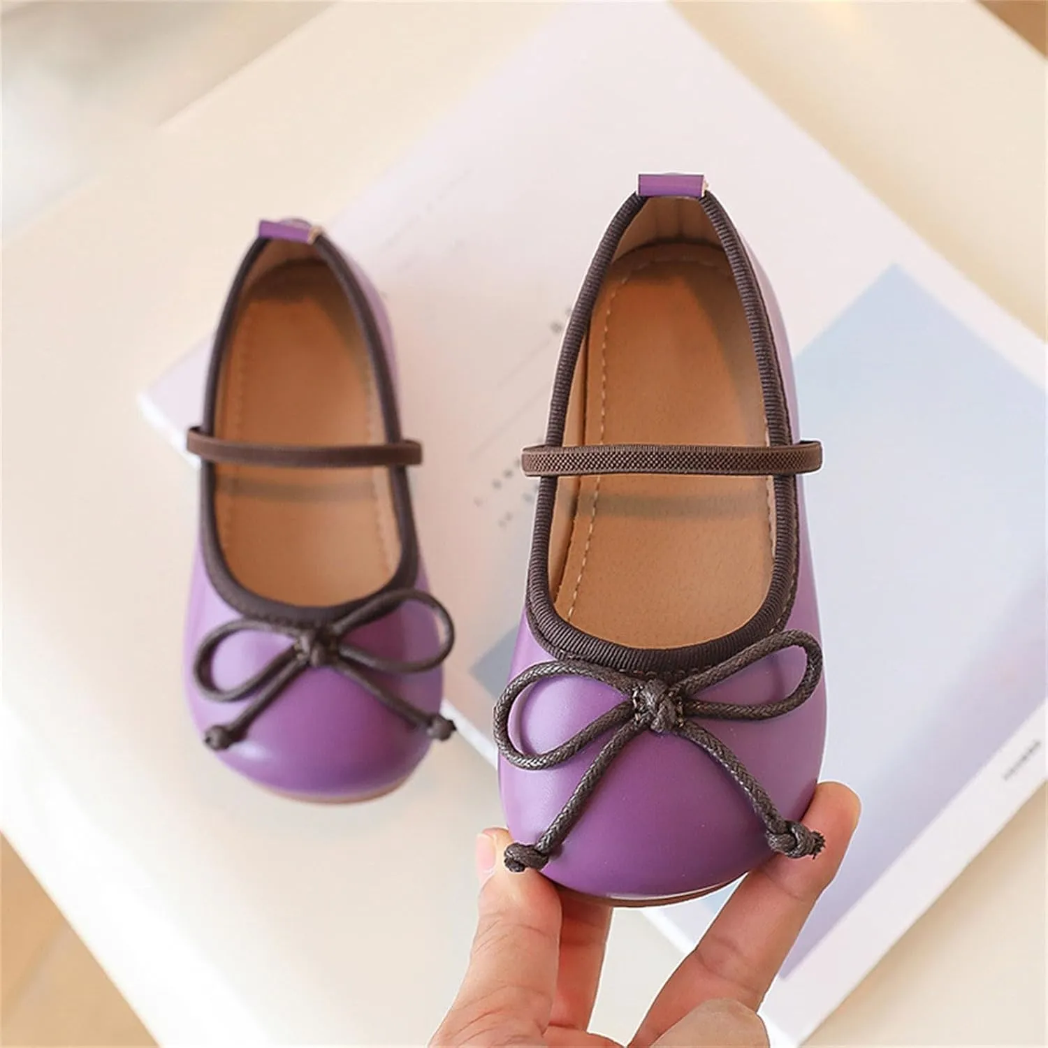 Toddler Girl Mary Jane Dress Shoes Little Girl School Non Slip Leather Bowknot Kids Swim Shoes