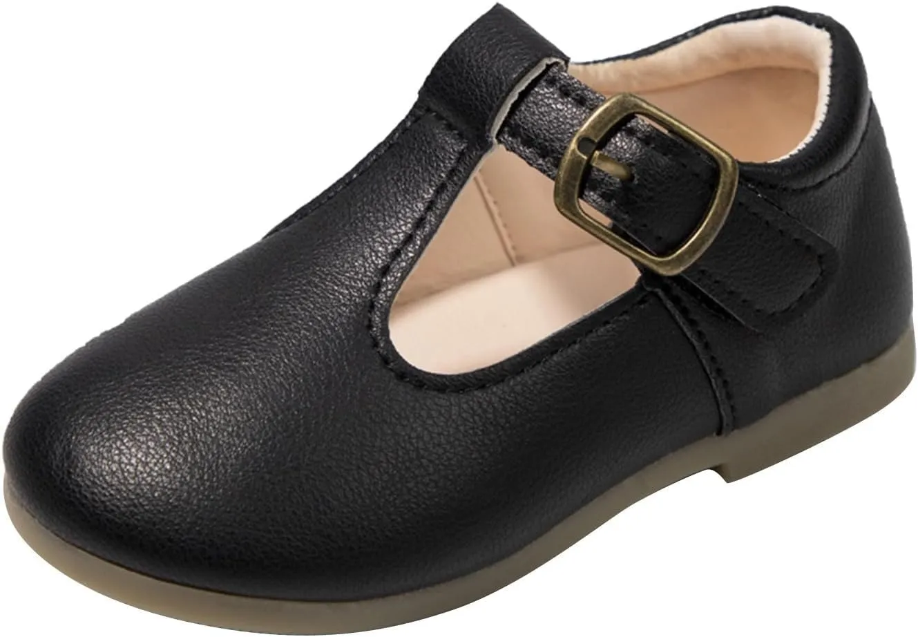 Toddler Girl Mary Jane Dress Shoes School Oxford Flats for Girl Wedding Party Shoes T-Strap Uniform Shoes