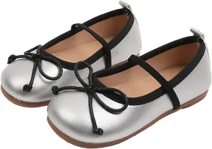 Toddler Girl Mary Jane Dress Shoes Soft Sole Non Slip Leather Bowknot School Shoes Kids Classic Ballerina Flat𝘀