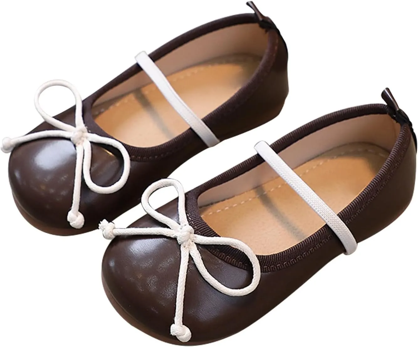 Toddler Girl Mary Jane Dress Shoes Soft Sole Non Slip Leather Bowknot School Shoes Kids Classic Ballerina Flat𝘀