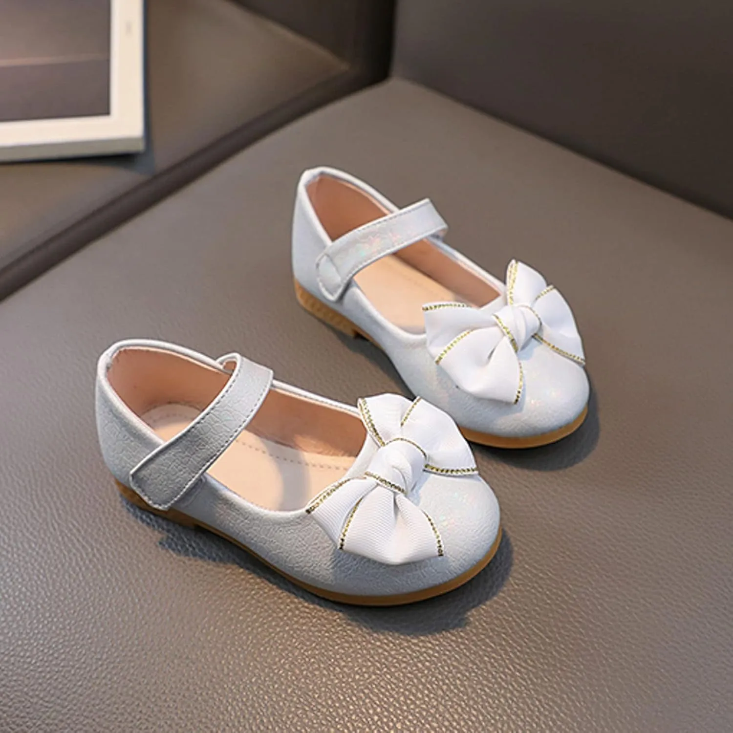 Toddler Girls Dress Shoes Flower Girl Little Kids Mary Jane Ballet Flats Bows Wedding Party School Communion Shoes