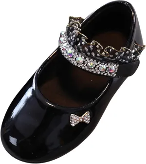 Toddler Girls Dress Shoes Rhinstones Mary Jane Ballet Flats Flower Girl School Party Wedding Shoes
