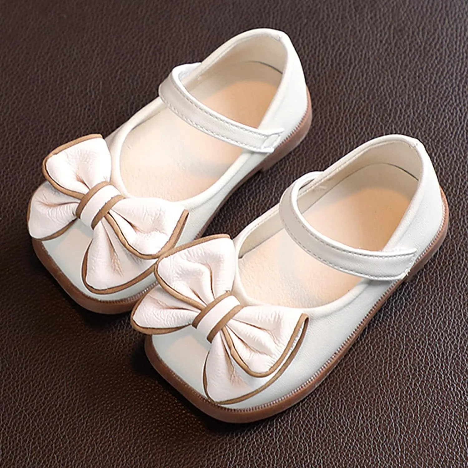 Toddler Girls Dress Shoes with Bow Toddler Flower Kid Shoes Mary Jane Flats for Party School Wedding Shoes