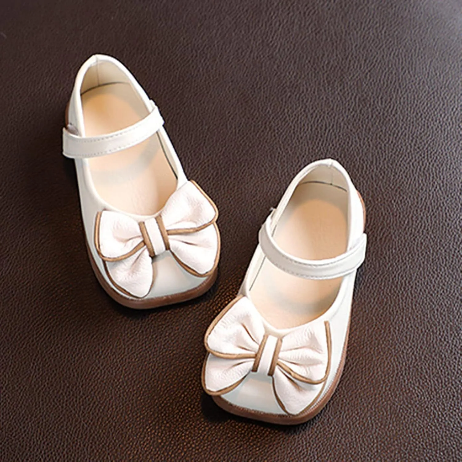Toddler Girls Dress Shoes with Bow Toddler Flower Kid Shoes Mary Jane Flats for Party School Wedding Shoes
