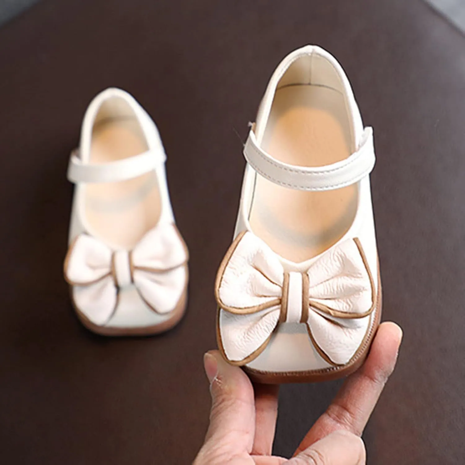Toddler Girls Dress Shoes with Bow Toddler Flower Kid Shoes Mary Jane Flats for Party School Wedding Shoes