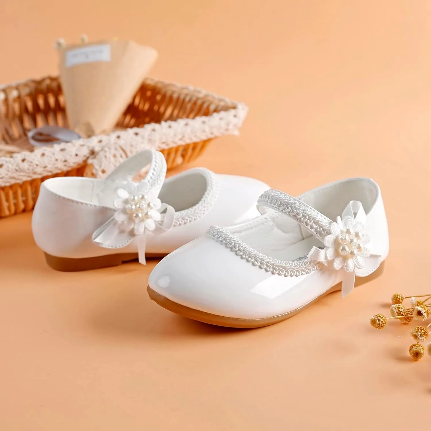 Toddler Girls Floral Ballet Flat𝘀 Shoes Ballerina Mary Jane Elegant Dress Shoes for Kids Toddle Girl Shoes