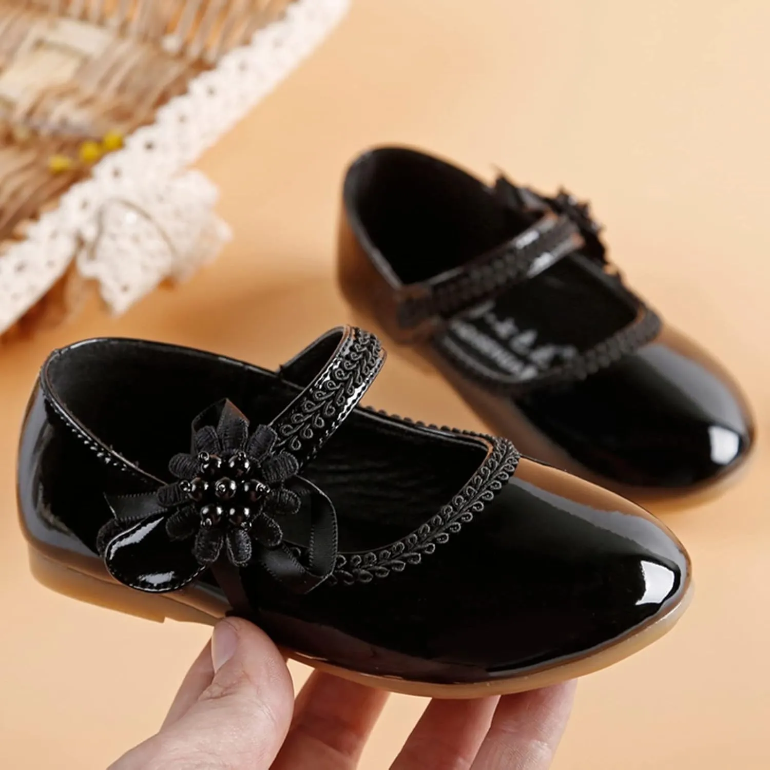 Toddler Girls Floral Ballet Flat𝘀 Shoes Ballerina Mary Jane Elegant Dress Shoes for Kids Toddle Girl Shoes