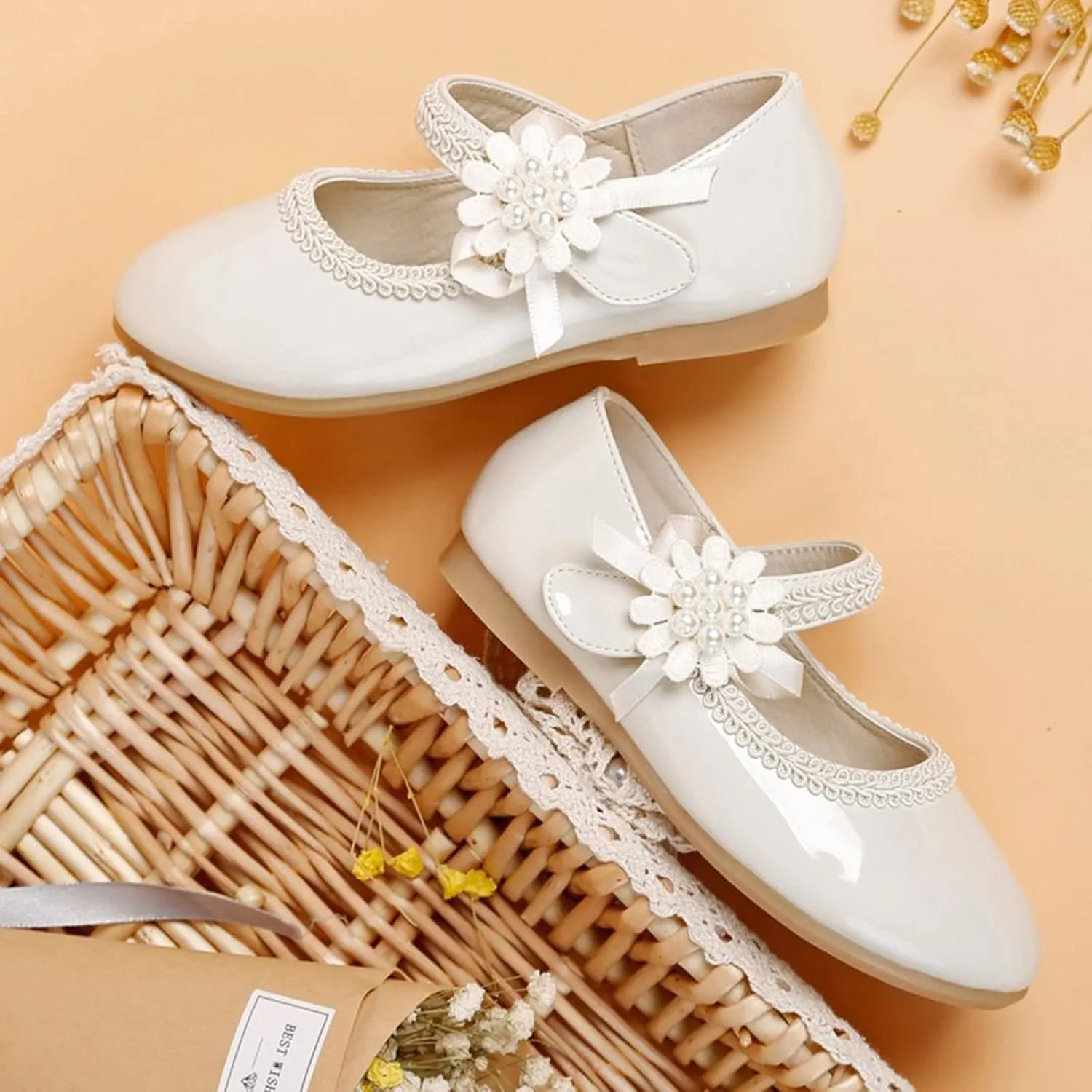 Toddler Girls Floral Ballet Flat𝘀 Shoes Ballerina Mary Jane Elegant Dress Shoes for Kids Toddle Girl Shoes