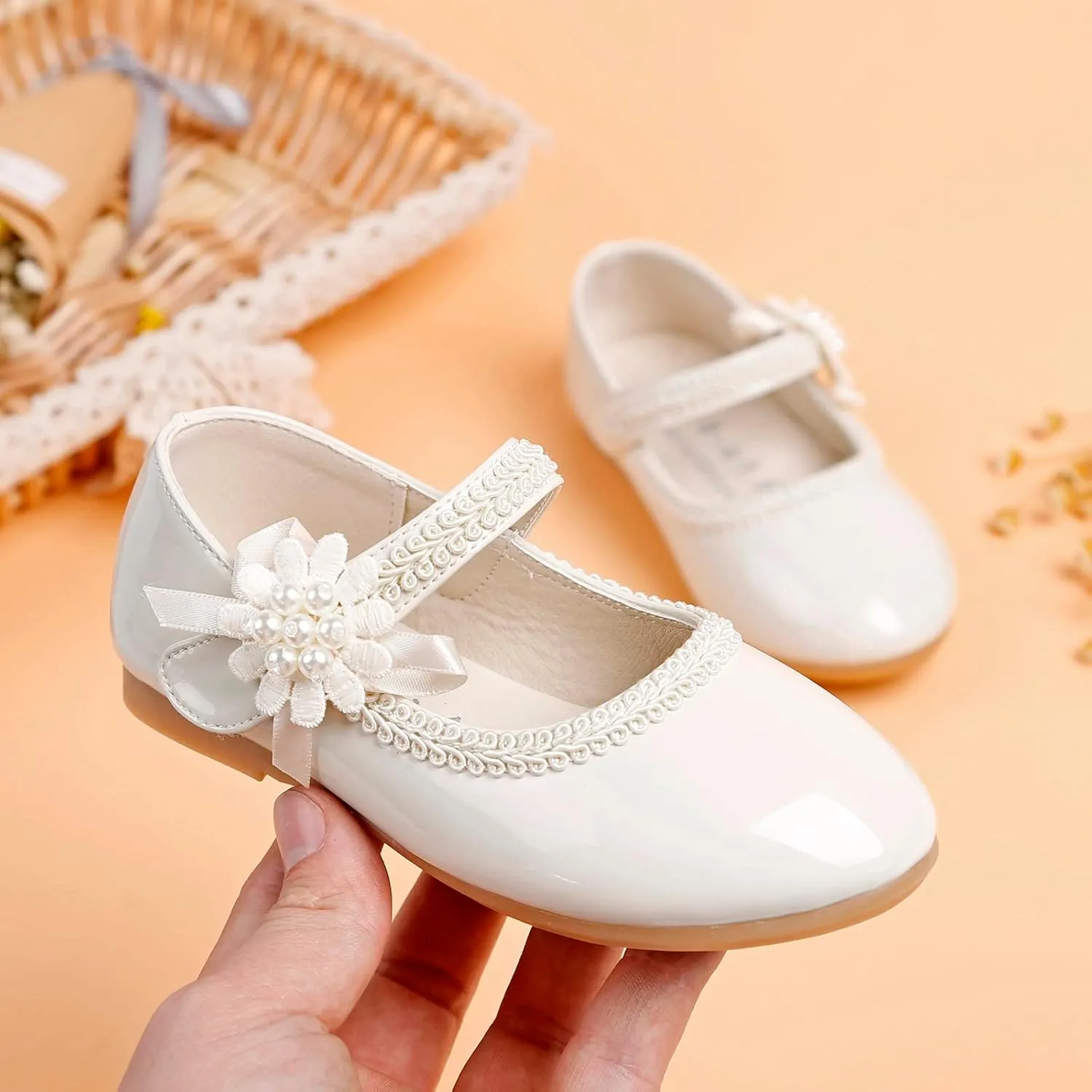 Toddler Girls Floral Ballet Flat Shoes Ballerina Mary Jane Elegant Dress Shoes for Kids Toddle Girl Shoes