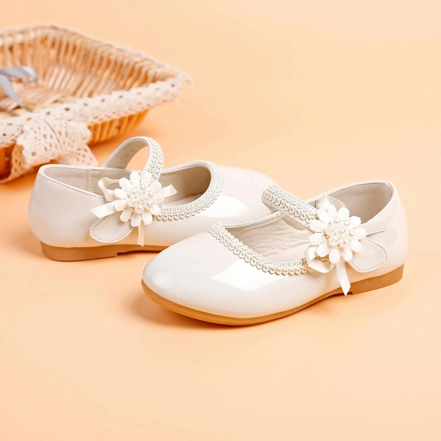 Toddler Girls Floral Ballet Flat Shoes Ballerina Mary Jane Elegant Dress Shoes for Kids Toddle Girl Shoes