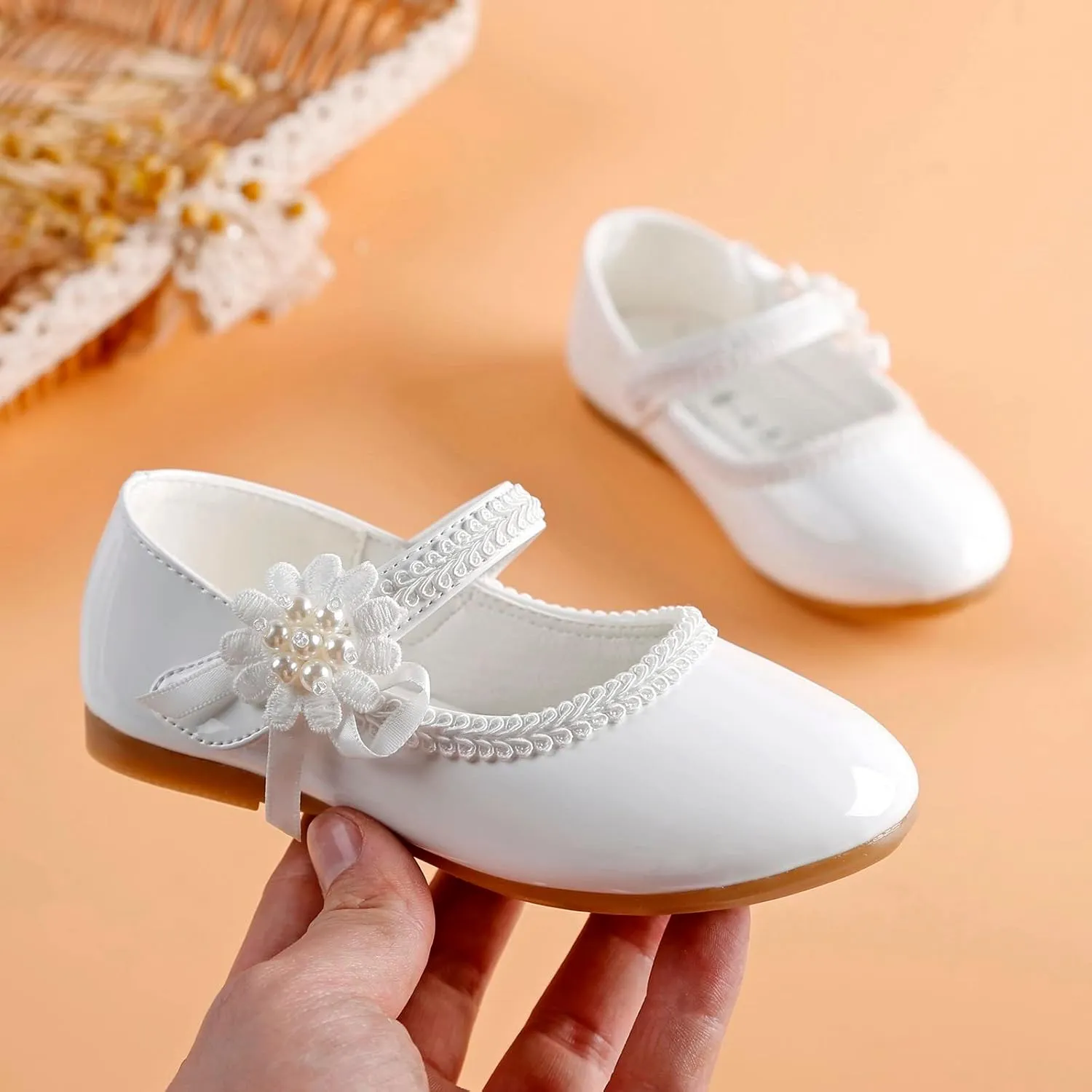 Toddler Girls Floral Ballet Flat𝘀 Shoes Ballerina Mary Jane Elegant Dress Shoes for Kids Toddle Girl Shoes