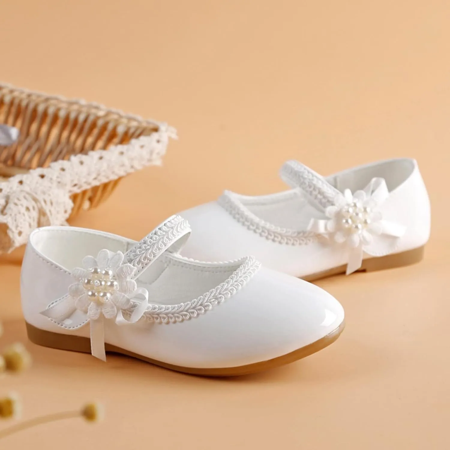 Toddler Girls Floral Ballet Flat𝘀 Shoes Ballerina Mary Jane Elegant Dress Shoes for Kids Toddle Girl Shoes