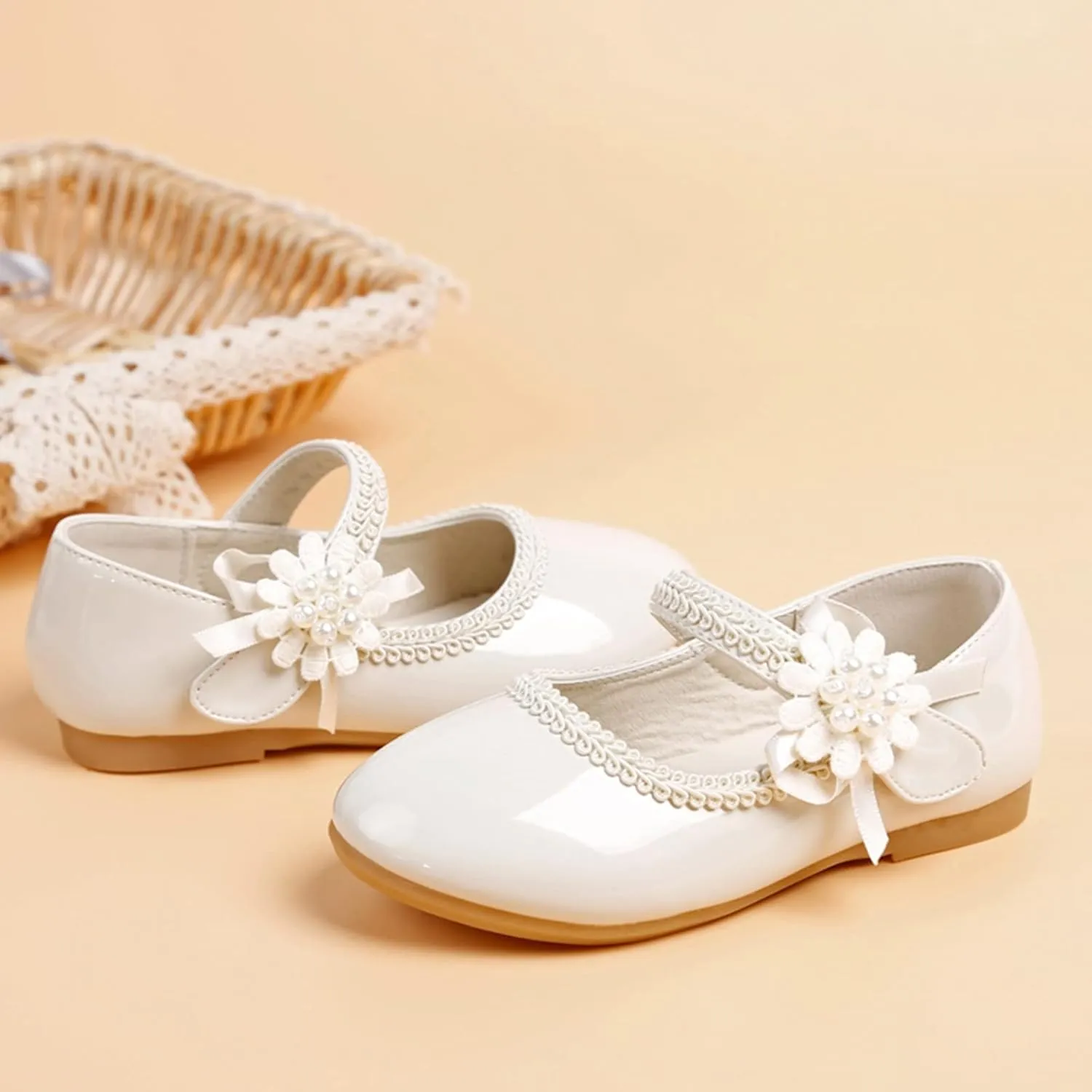 Toddler Girls Floral Ballet Flat𝘀 Shoes Ballerina Mary Jane Elegant Dress Shoes for Kids Toddle Girl Shoes