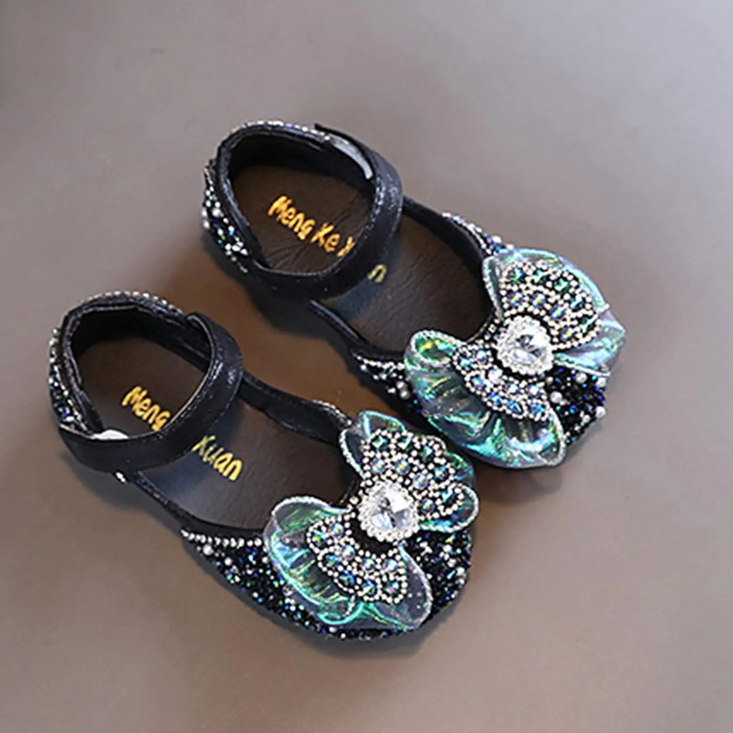 Toddler Girls hinestones Bows Mary Jane Ballet Flat Dress Shoes Flower Girls School Light up Sneaker for Girls