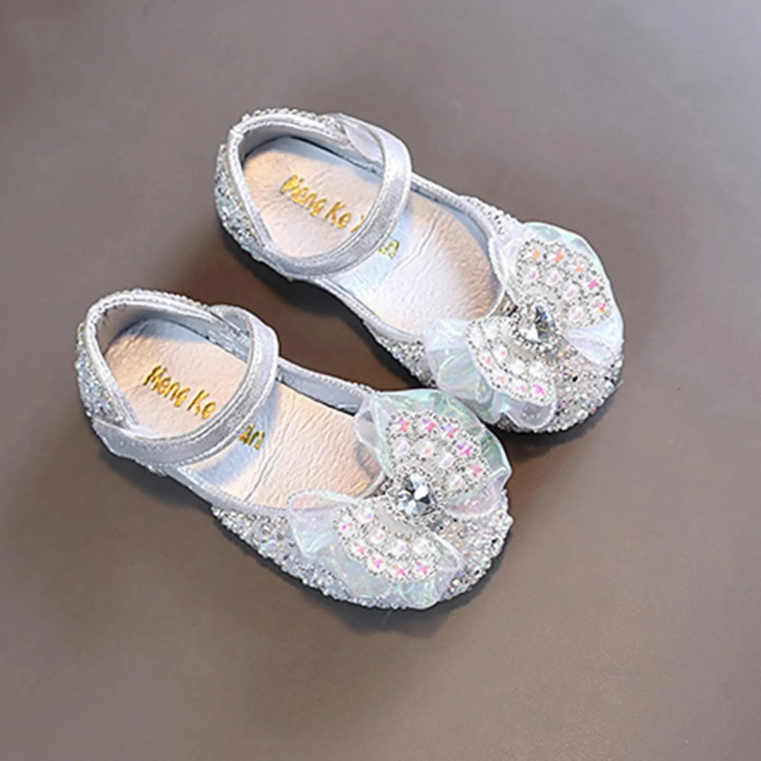 Toddler Girls hinestones Bows Mary Jane Ballet Flat Dress Shoes Flower Girls School Light up Sneaker for Girls