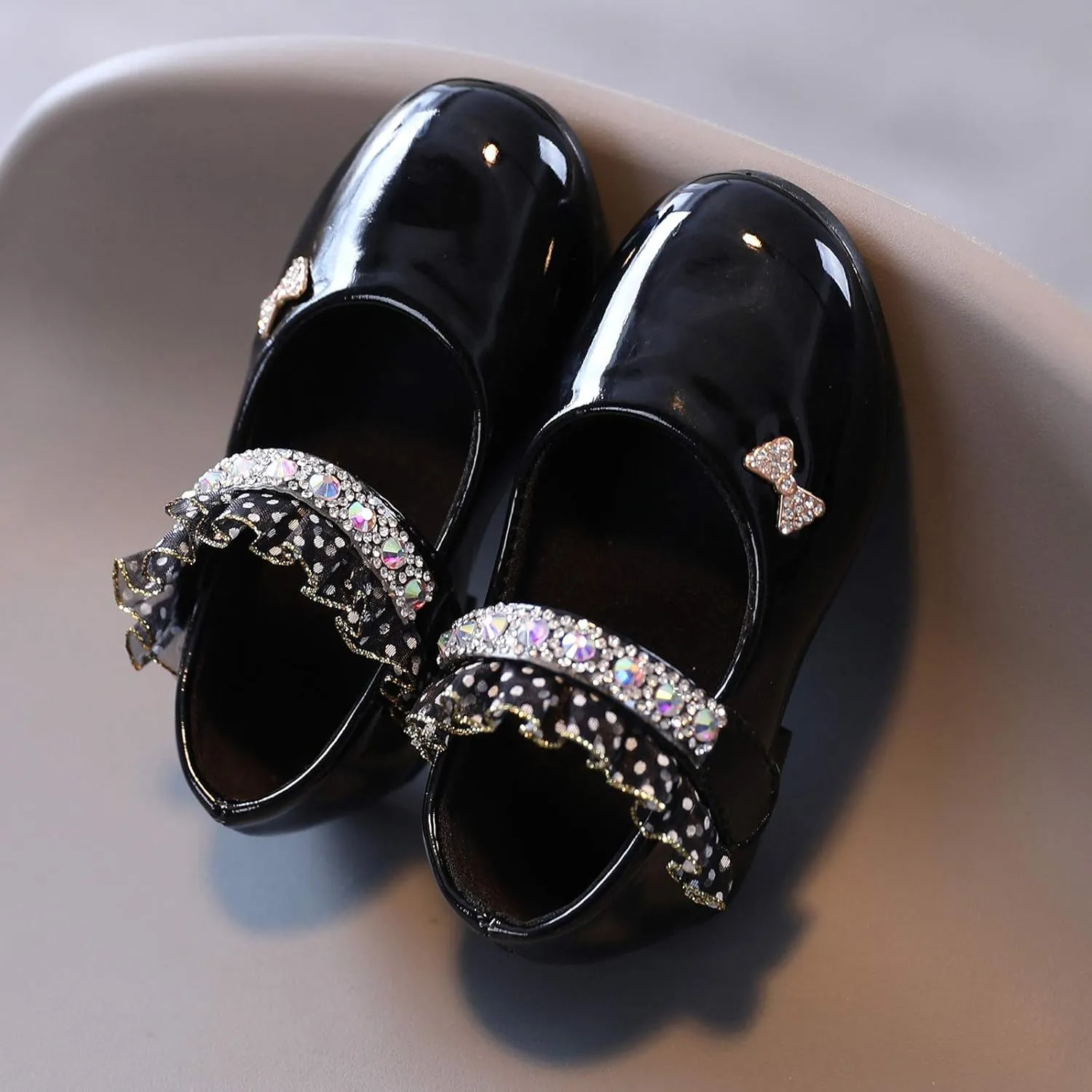 Toddler Girls Mary Jane Flats Toddler Girls Glitter Dress Wedding Ballet Shoes Patent Leather Shoes for Kids