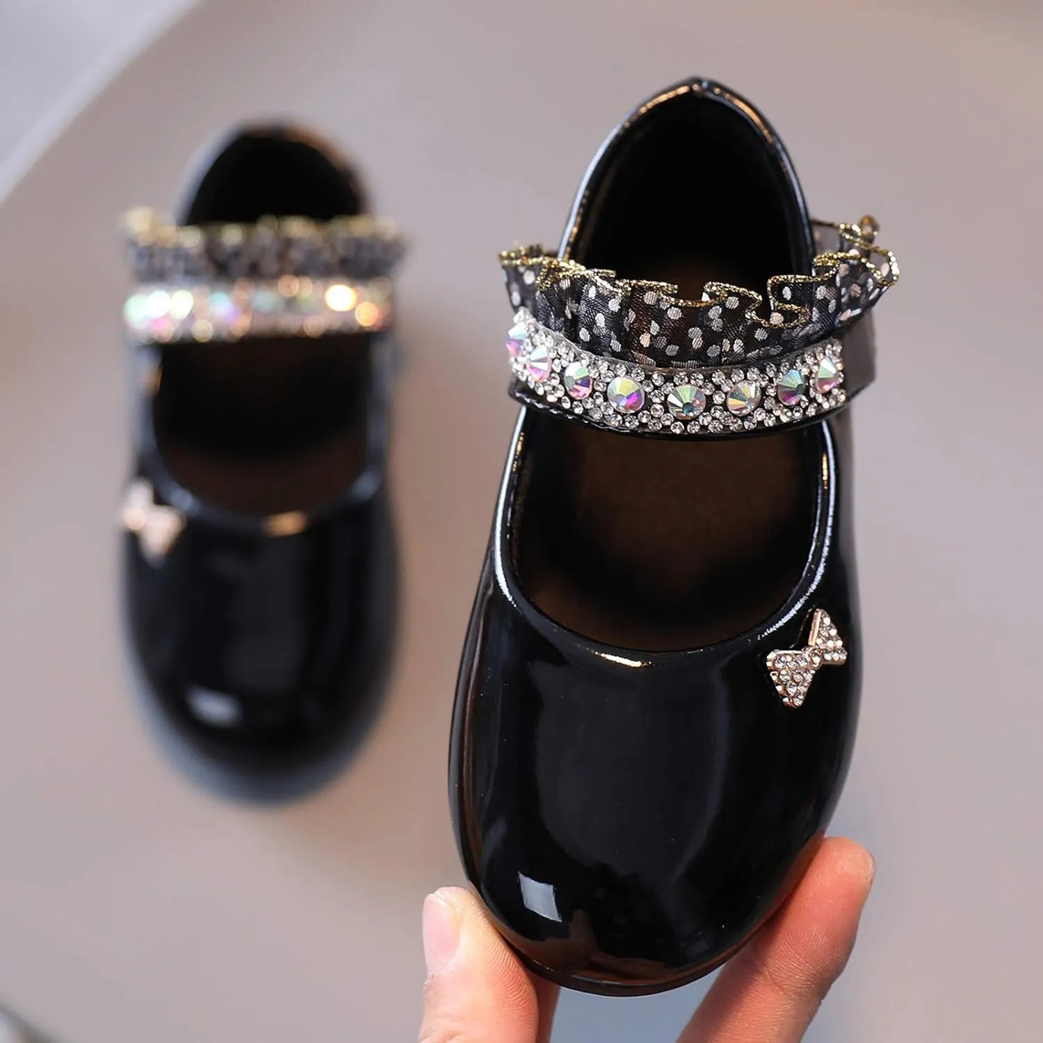 Toddler Girls Mary Jane Flats Toddler Girls Glitter Dress Wedding Ballet Shoes Patent Leather Shoes for Kids