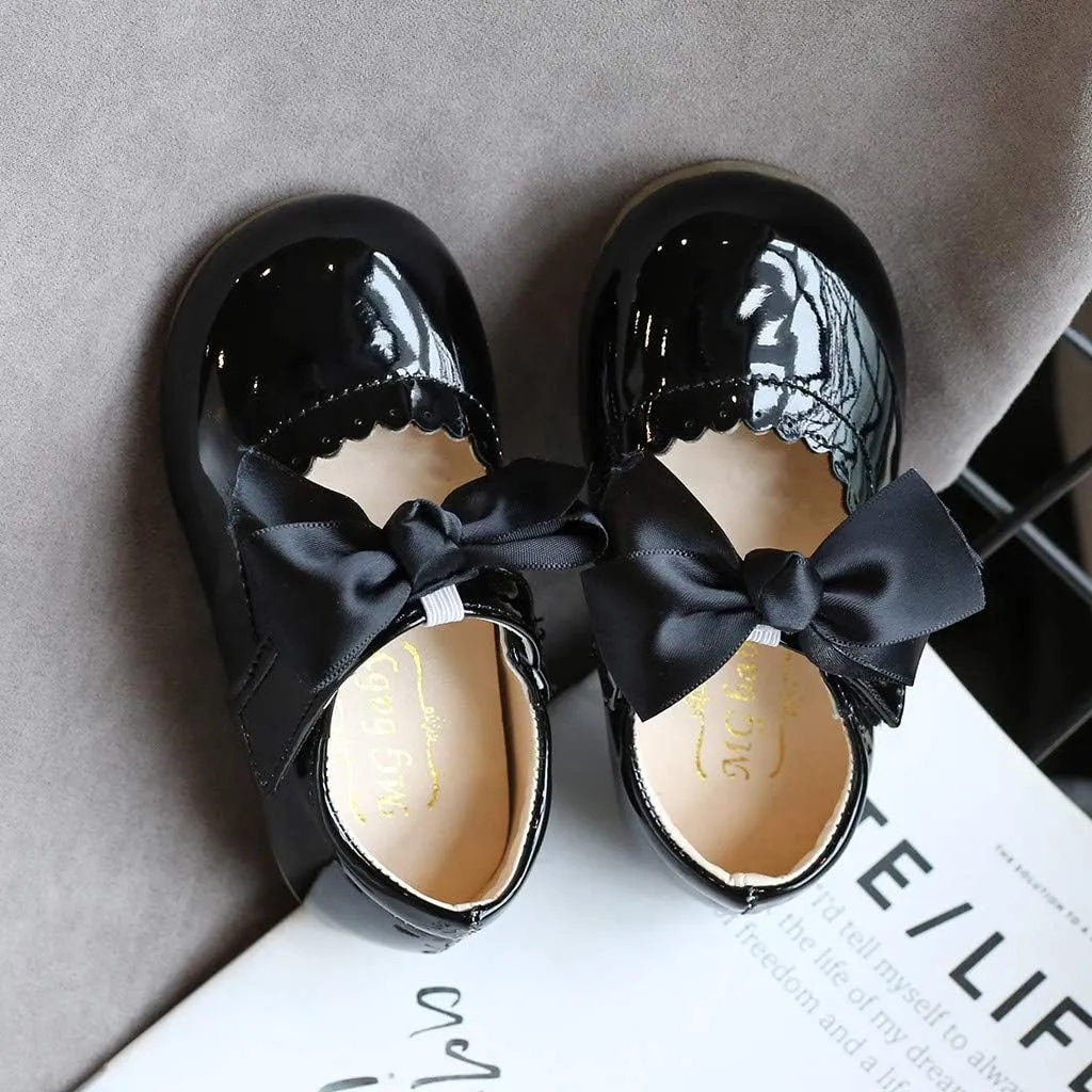 Toddler Girls Patent Bow Mary Jane Ballet Flats Flower Girl Dress Shoes Wedding Party School Shoes Baby Church Shoes