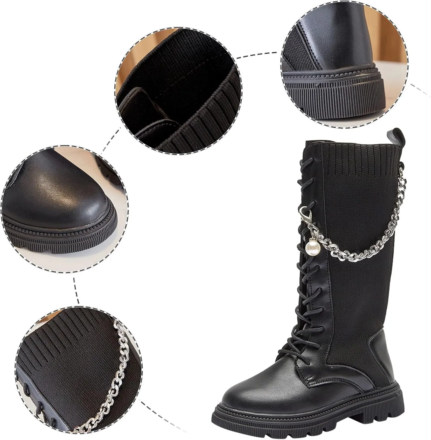 Toddler Girls Rhinestone Snow Boots High Winter Motorcycle Riding Boots Toddler Little Kid Big Kids Boots