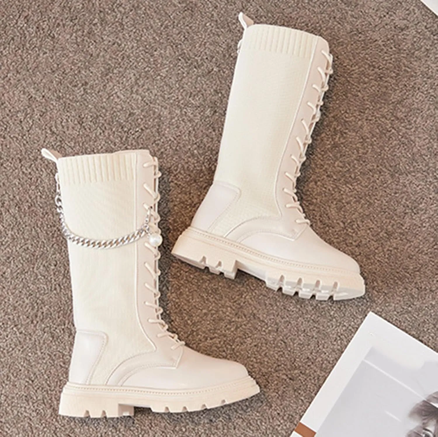 Toddler Girls Rhinestone Snow Boots High Winter Motorcycle Riding Boots Toddler Little Kid Big Kids Boots