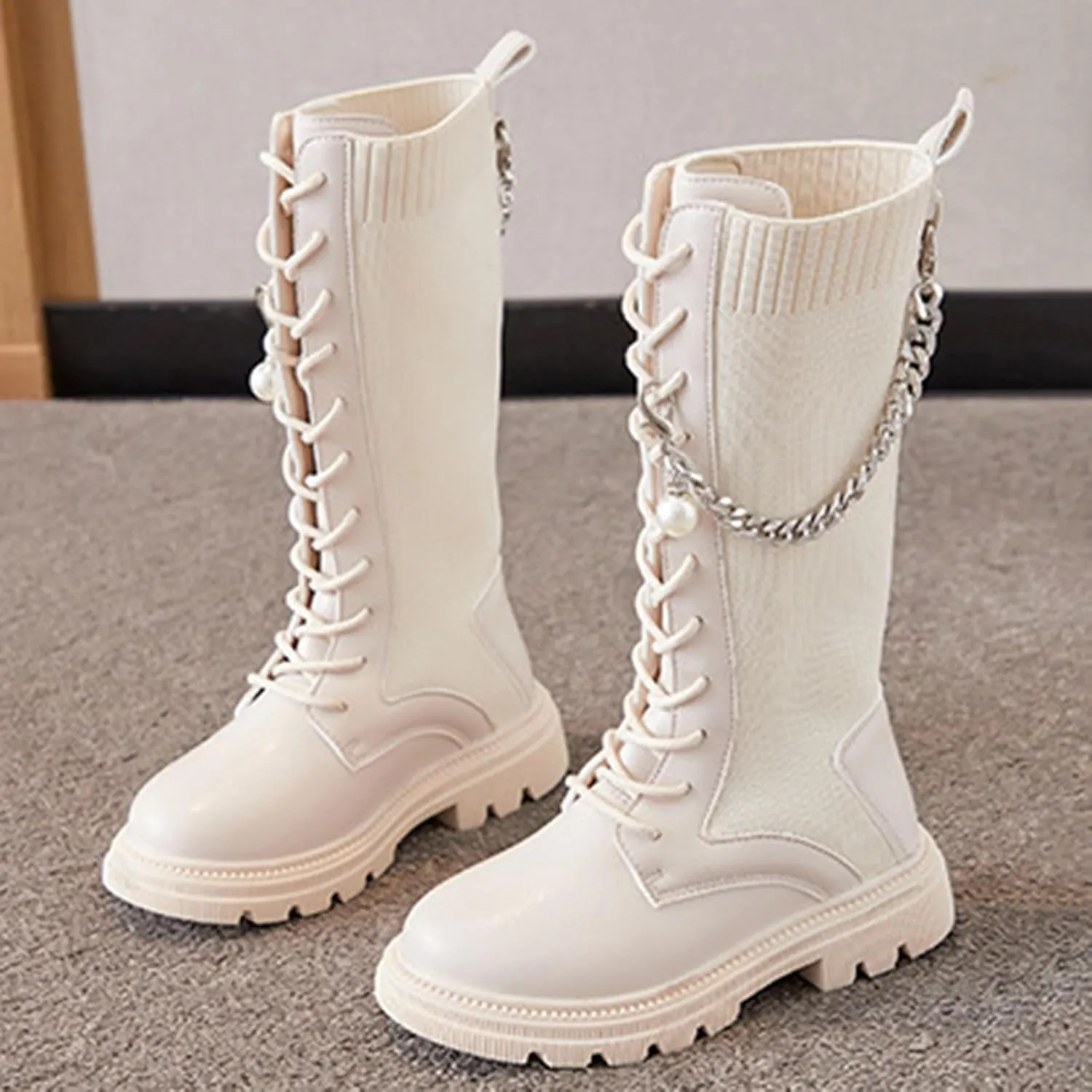 Toddler Girls Rhinestone Snow Boots High Winter Motorcycle Riding Boots Toddler Little Kid Big Kids Boots