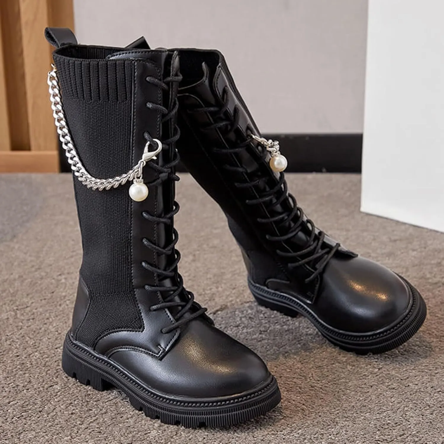 Toddler Girls Rhinestone Snow Boots High Winter Motorcycle Riding Boots Toddler Little Kid Big Kids Boots