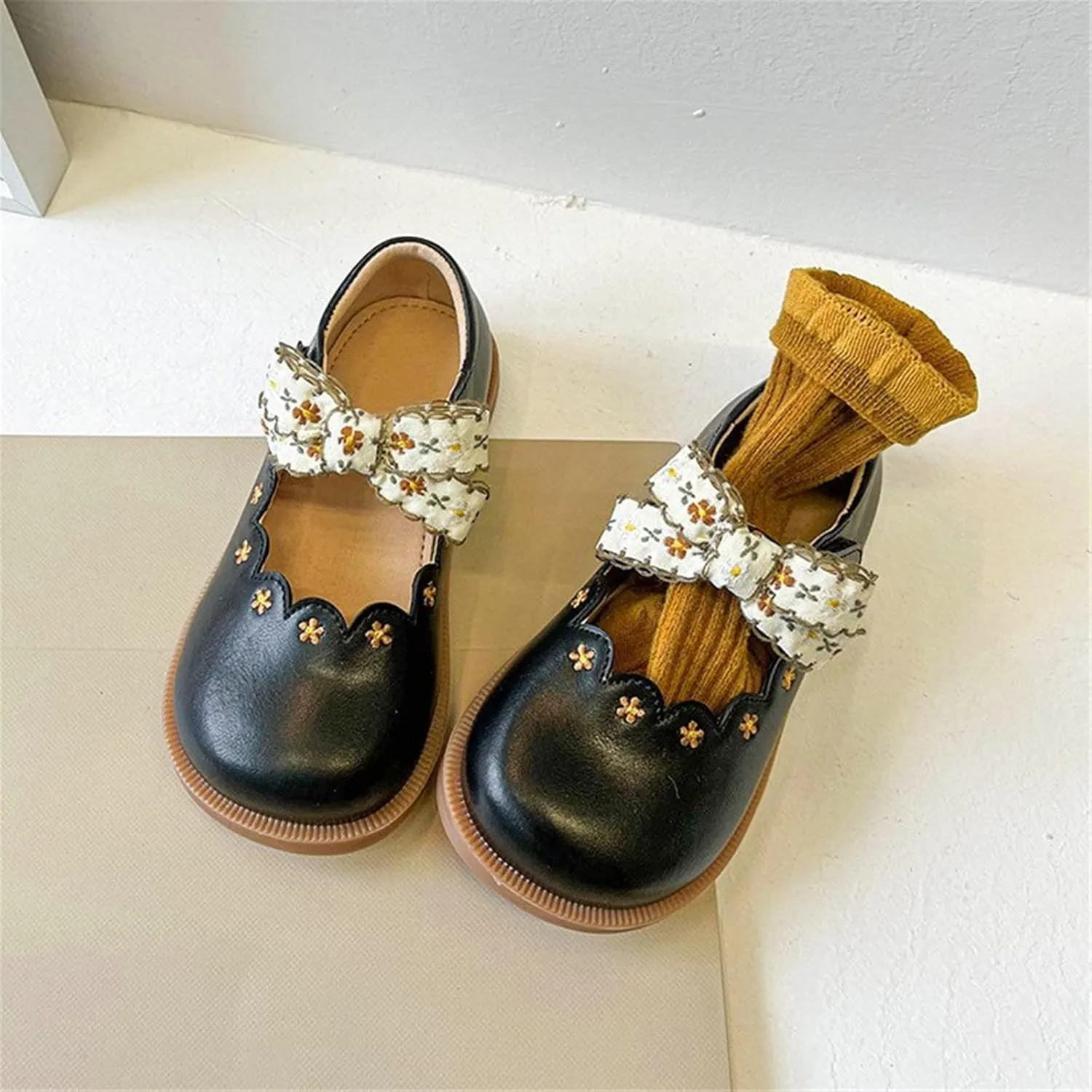 Toddler Little Kid Girl's Dress Mary Jane Ballet Flats Bow Flower Girl School Wedding Party Ballerina Flat Shoes