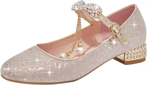 Toddler Mary Jane Shoes Round Toe Chunky Block Heel Mary Jane Flats Oxfords Dress Shoes for Party School Wedding