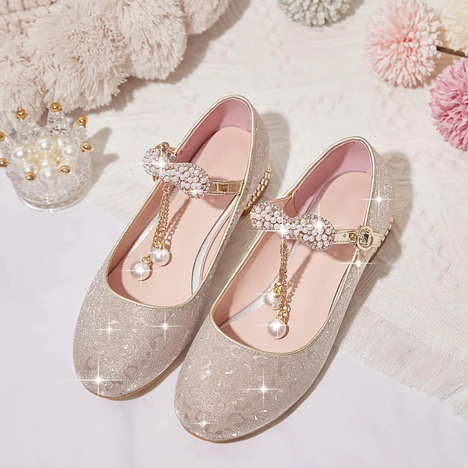 Toddler Mary Jane Shoes Round Toe Chunky Block Heel Mary Jane Flats Oxfords Dress Shoes for Party School Wedding