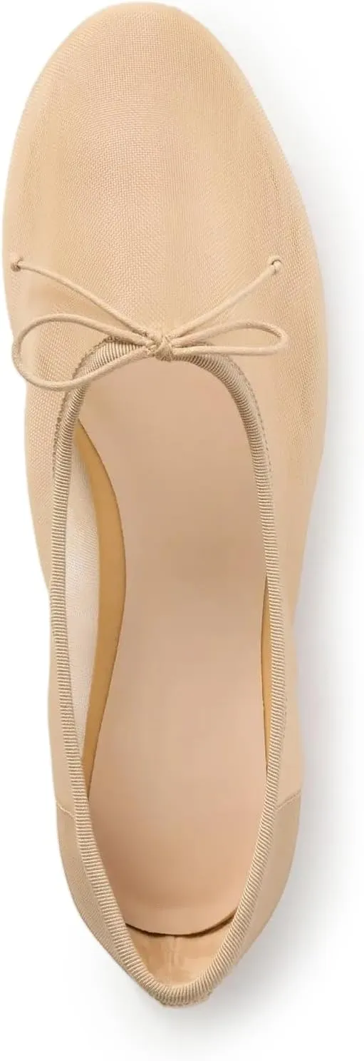 UBWDU Mesh Ballet Flats for Women Round Closed Toe Mary Jane Flats Ballerina Shoes with Bow