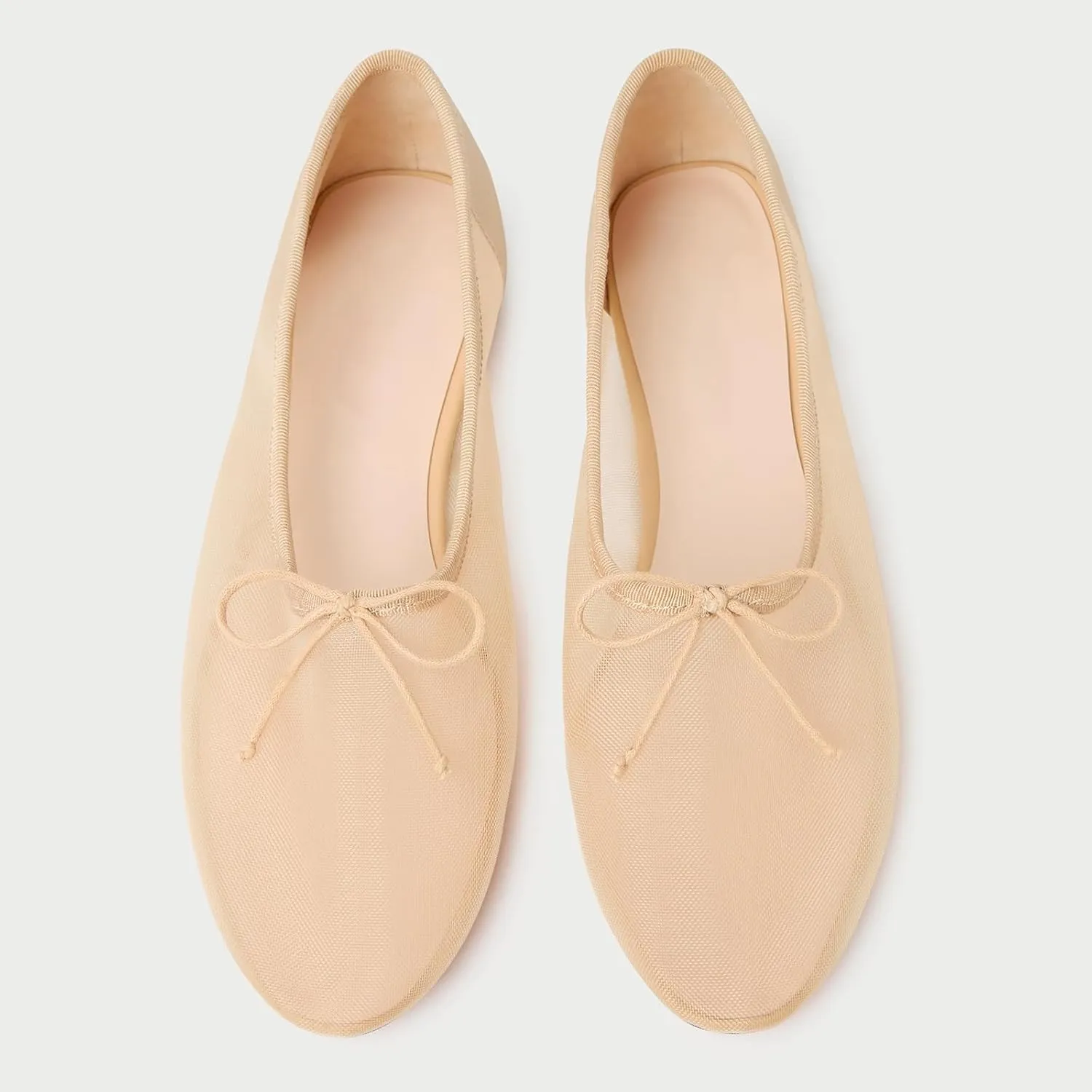 UBWDU Mesh Ballet Flats for Women Round Closed Toe Mary Jane Flats Ballerina Shoes with Bow