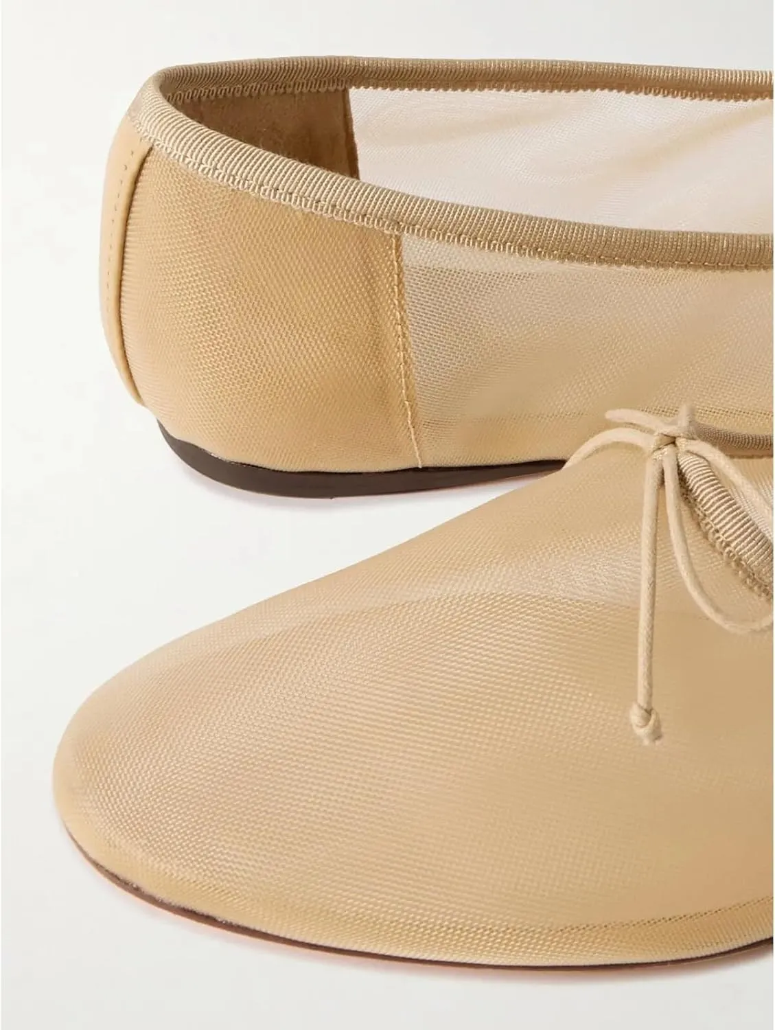 UBWDU Mesh Ballet Flats for Women Round Closed Toe Mary Jane Flats Ballerina Shoes with Bow