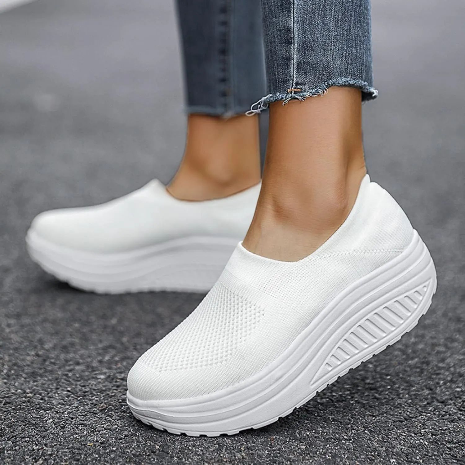 Wedges Sneakers for Women Cute Comfy Work Shoes for Women Slip On Sneakers Women Size 11 Women's Sneakers Wide Width Zapatos De Trabajo para Mujeres Confortables