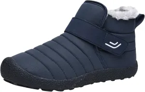 Women Hiking Boots Faux Furry Lined Snow Boots Low Heel Leather Fashion Comfort Slip on Fall Winter Outdoor Walking Boots Wide Width Booties for Women Ladies Boots