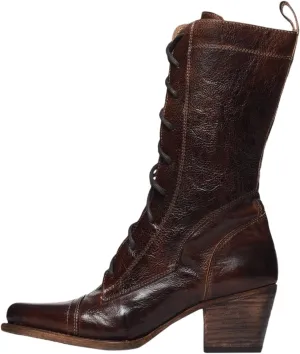 Women Mid Calf Boots Autumn And Winter Foreign Trade Large Fashion Retro Lace Up Comfortable Square Heel Thick Heel Cowboy Outfit