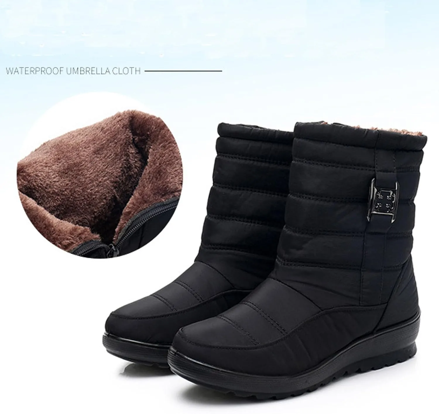 Women Winter Snow Boots Fleece Lined Walking Booties Fashion Flat Bootie Non Slip Outdoor Ankle Short Boot Lightweight Winter Shoes