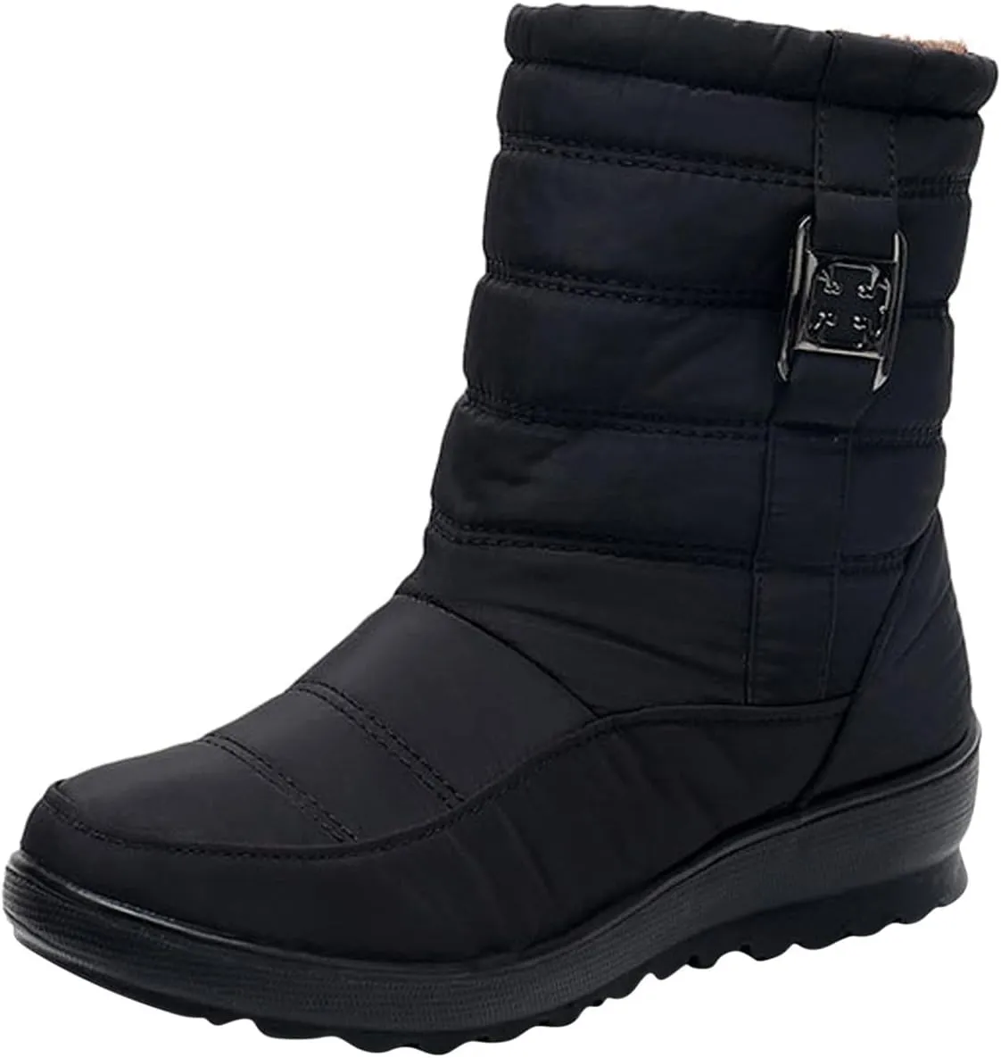 Women Winter Snow Boots Fleece Lined Walking Booties Fashion Flat Bootie Non Slip Outdoor Ankle Short Boot Lightweight Winter Shoes