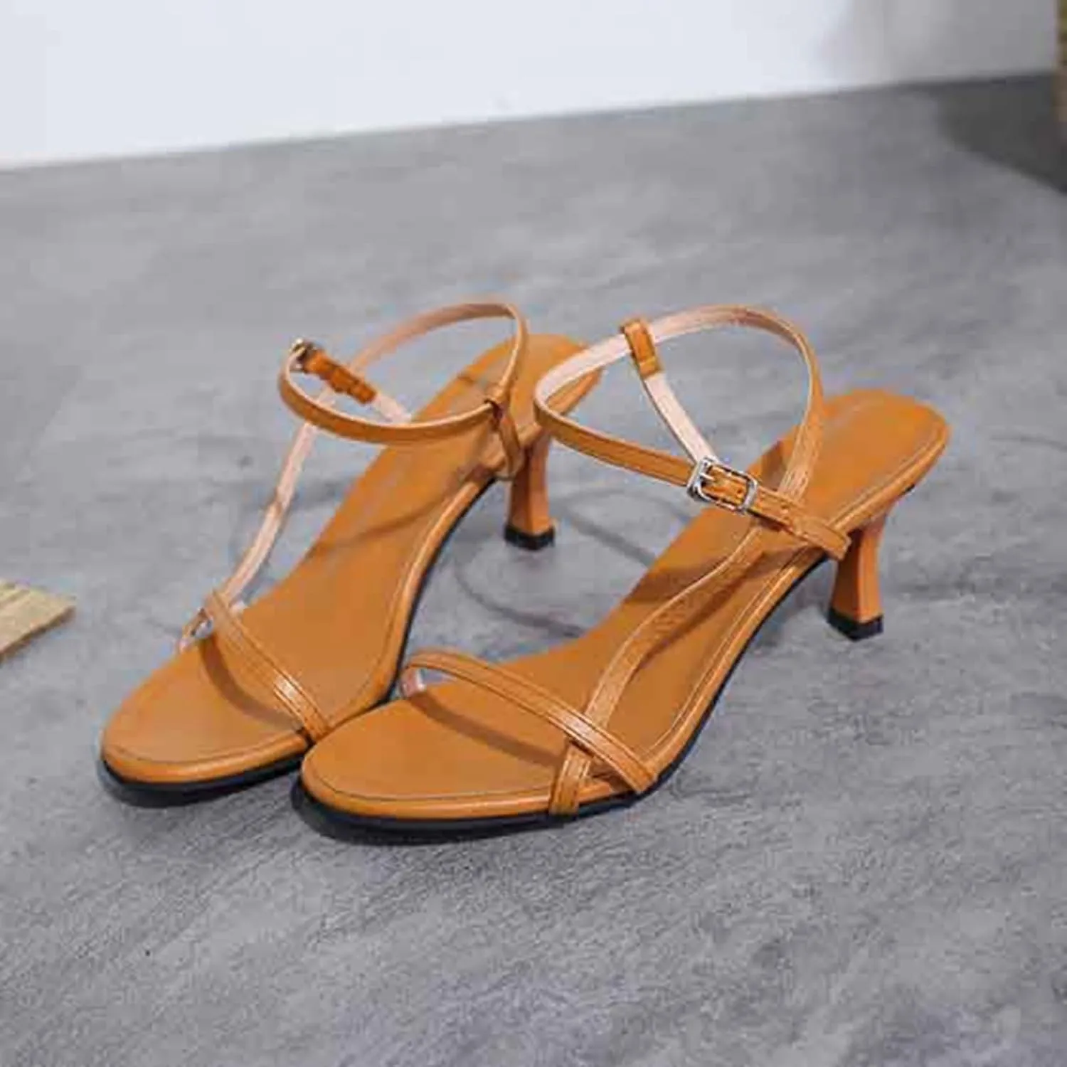 Women's And Elegant Strappy High Heel Sandals With Thin Strap And Buckle Detail Wedge Women Sandal