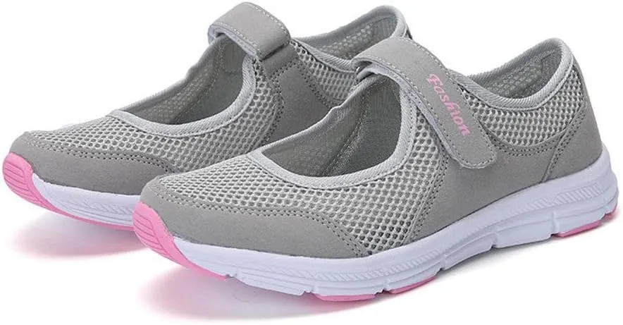 Womens Black Sneakers Breathable Tennis Shoes Mesh Fitness Shoes Platform Ankle Paste Fashion Lightweight Running Shoes Food Service Casual Gym Sports Slip-Ons