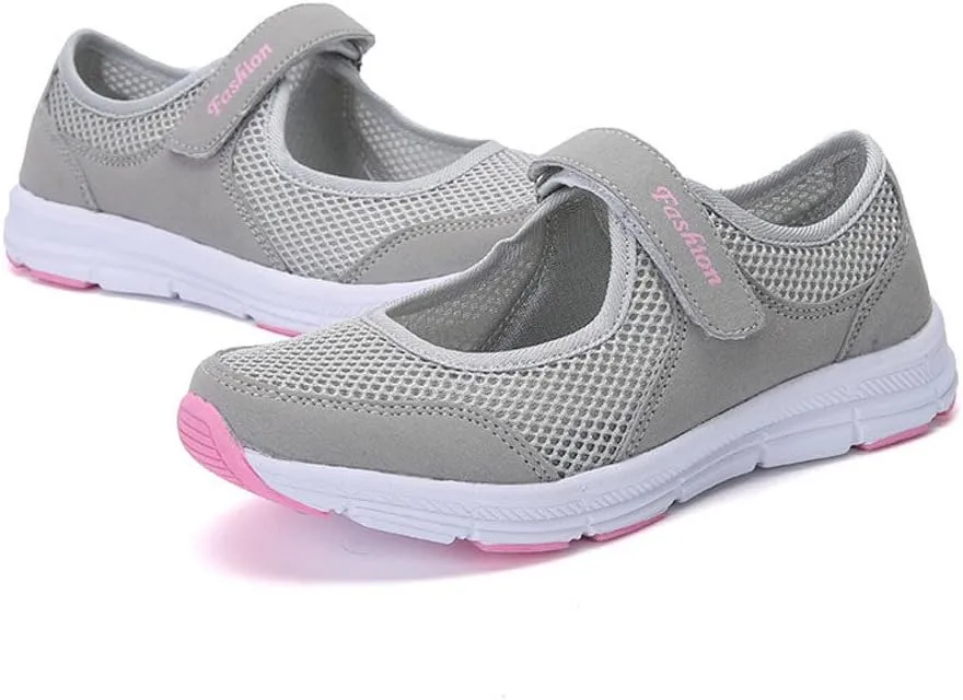 Womens Black Sneakers Breathable Tennis Shoes Mesh Fitness Shoes Platform Ankle Paste Fashion Lightweight Running Shoes Food Service Casual Gym Sports Slip-Ons