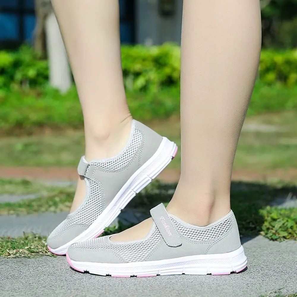 Womens Black Sneakers Breathable Tennis Shoes Mesh Fitness Shoes Platform Ankle Paste Fashion Lightweight Running Shoes Food Service Casual Gym Sports Slip-Ons