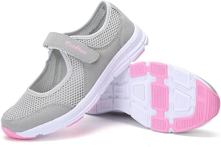 Womens Black Sneakers Breathable Tennis Shoes Mesh Fitness Shoes Platform Ankle Paste Fashion Lightweight Running Shoes Food Service Casual Gym Sports Slip-Ons