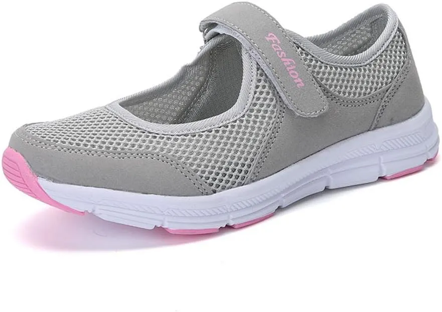 Womens Black Sneakers Breathable Tennis Shoes Mesh Fitness Shoes Platform Ankle Paste Fashion Lightweight Running Shoes Food Service Casual Gym Sports Slip-Ons